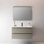 Тумба Berloni Bagno Speed SPD BS 2C KDIC+LAV SKY IN CX R4К 100 см в кольорі CEMENTO 127 з раковиною Sky глянцевою білою