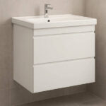 Тумба Devit Frame 753080W 80 см з раковиною та сифоном, біла глянцева